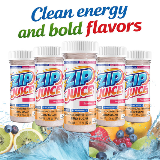 Zip Juice Caffeine Enhanced Electrolyte Powder Drink Mix