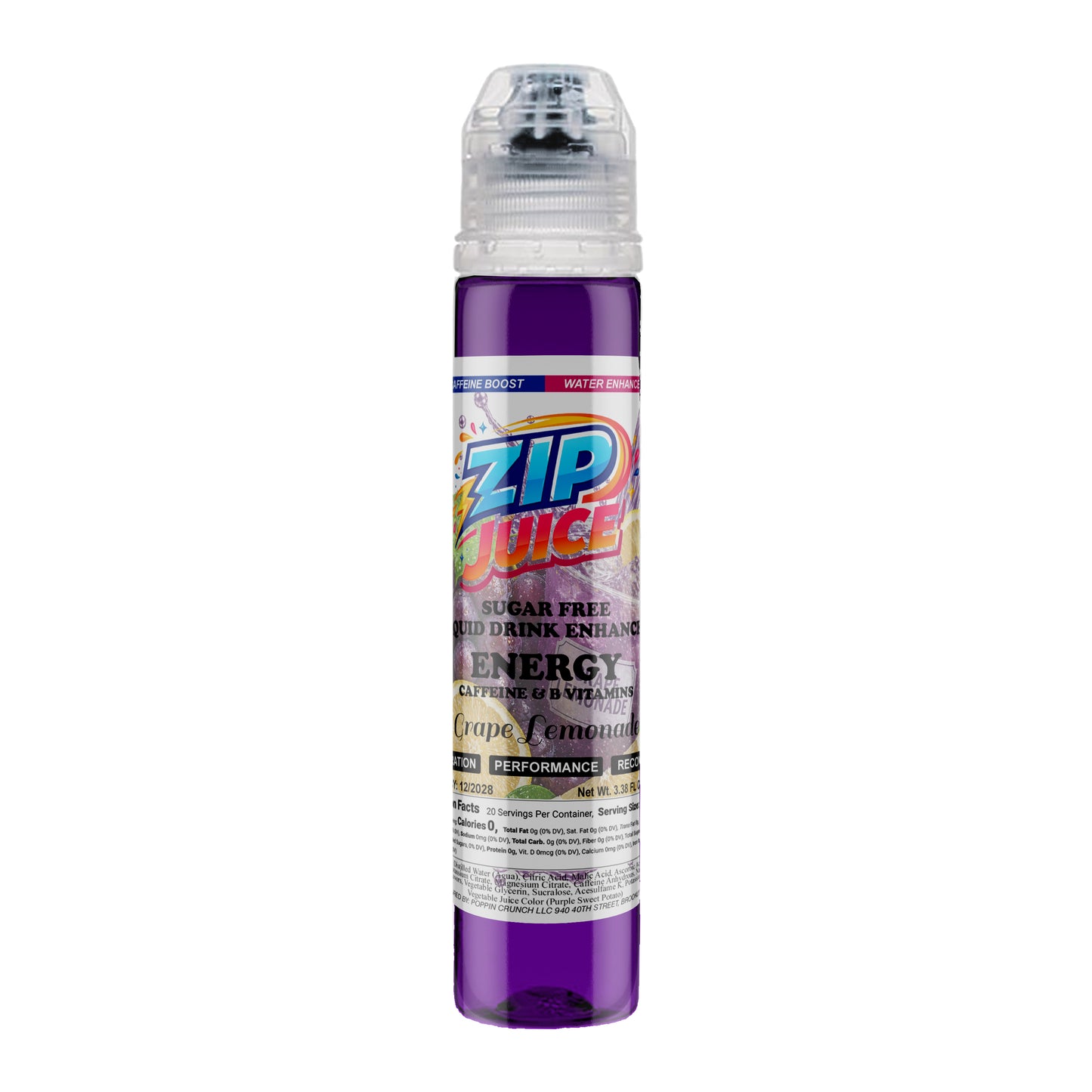 Zip Juice On The Go Sugar Free Water Enhancer with Caffeine and B Vitamins