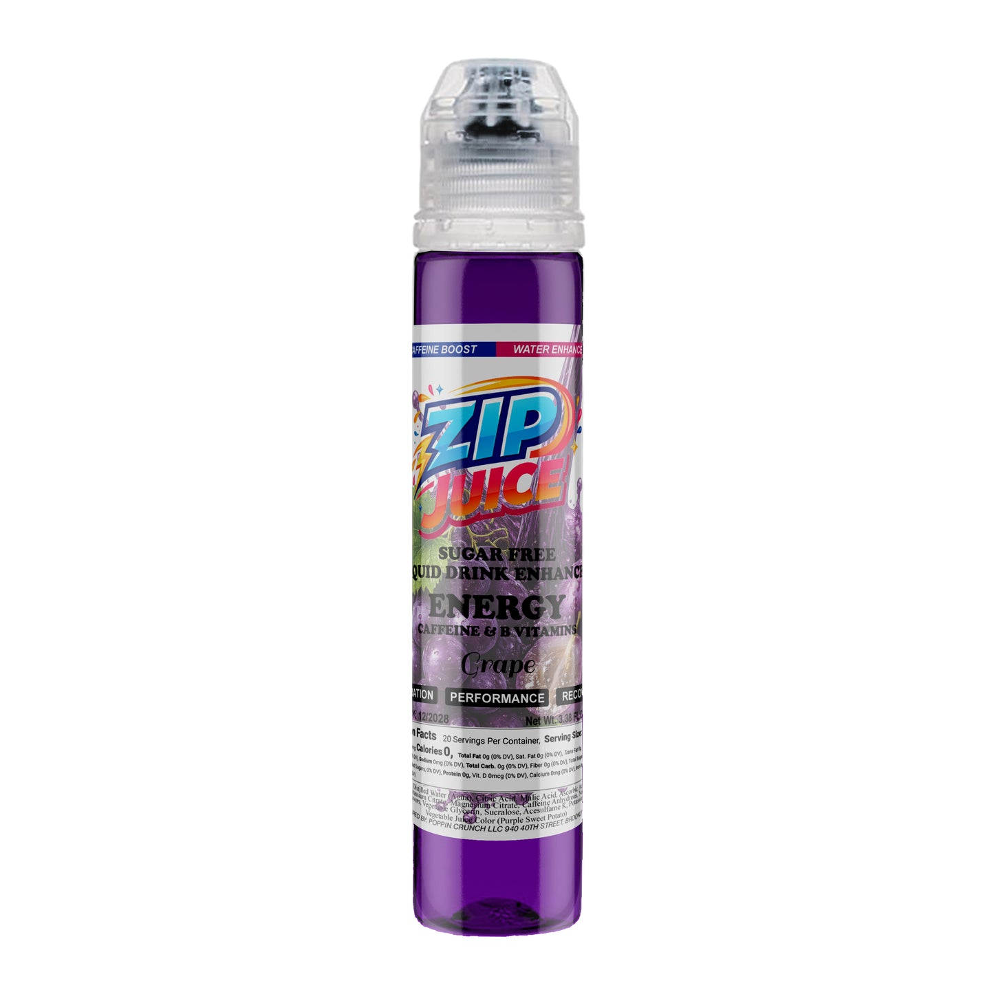 Zip Juice On The Go Sugar Free Water Enhancer with Caffeine and B Vitamins