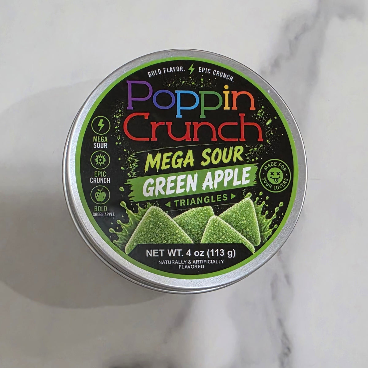 Poppin Crunch Sugar Free Mega Sour Candy Triangles