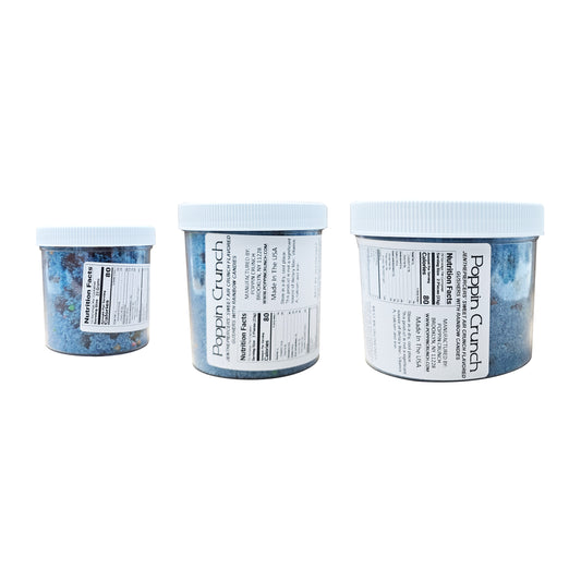 Poppin Crunch & Jenthepiercer's Collab Blue Raspberry Air Crunch Flavored Gushers Candy Made With Rainbow Crunchy Candies Sour or Sweet Options Available in 3 Sizes