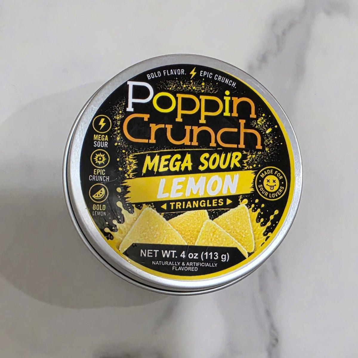 Poppin Crunch Sugar Free Mega Sour Candy Triangles