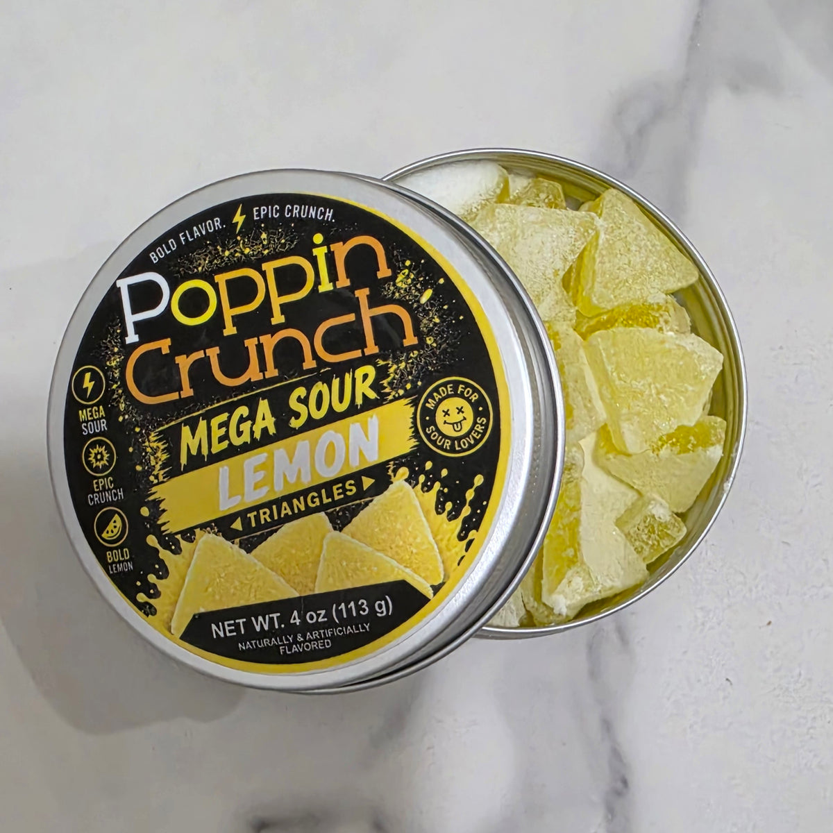 Poppin Crunch Sugar Free Mega Sour Candy Triangles