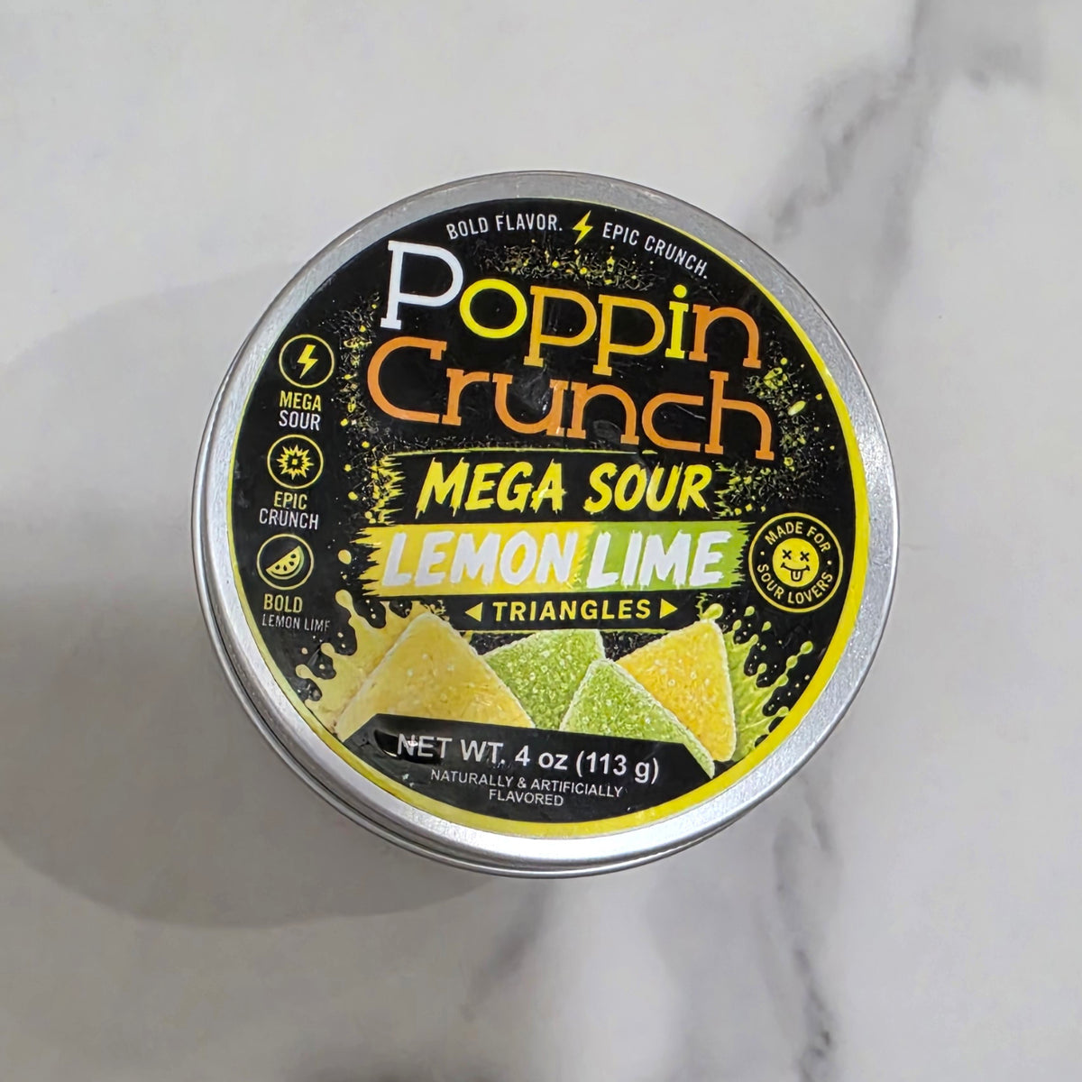 Poppin Crunch Sugar Free Mega Sour Candy Triangles