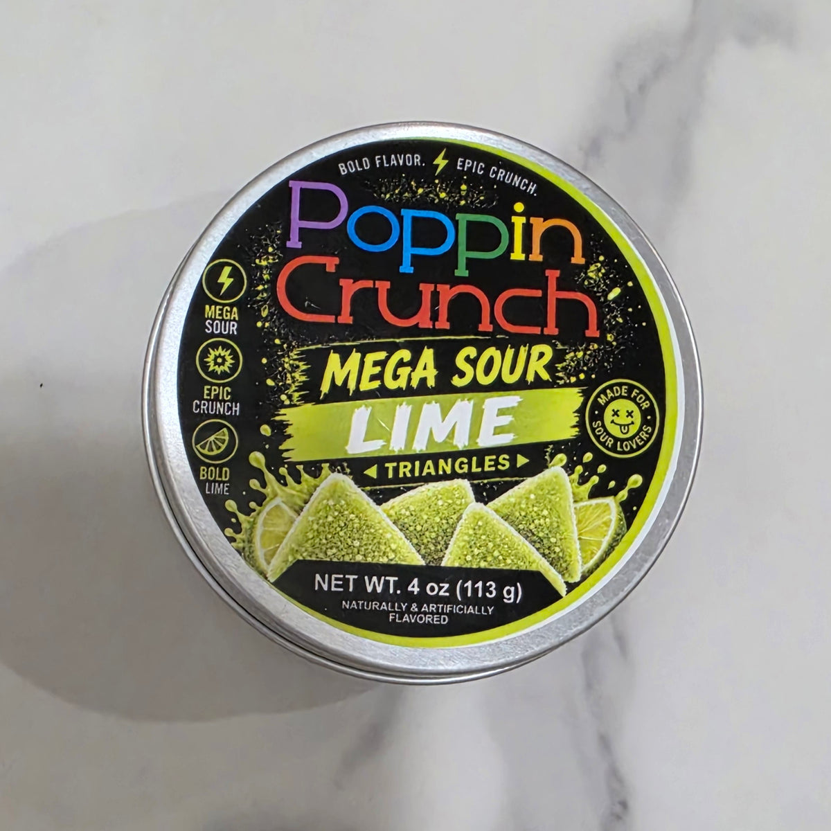 Poppin Crunch Sugar Free Mega Sour Candy Triangles
