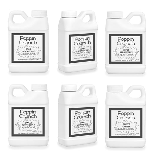 Poppin Crunch 12 oz Liquid Candy Jug - 35 Flavor Options Sweet and Sour Sludge Gunk Slime Goo for Playful Texture
