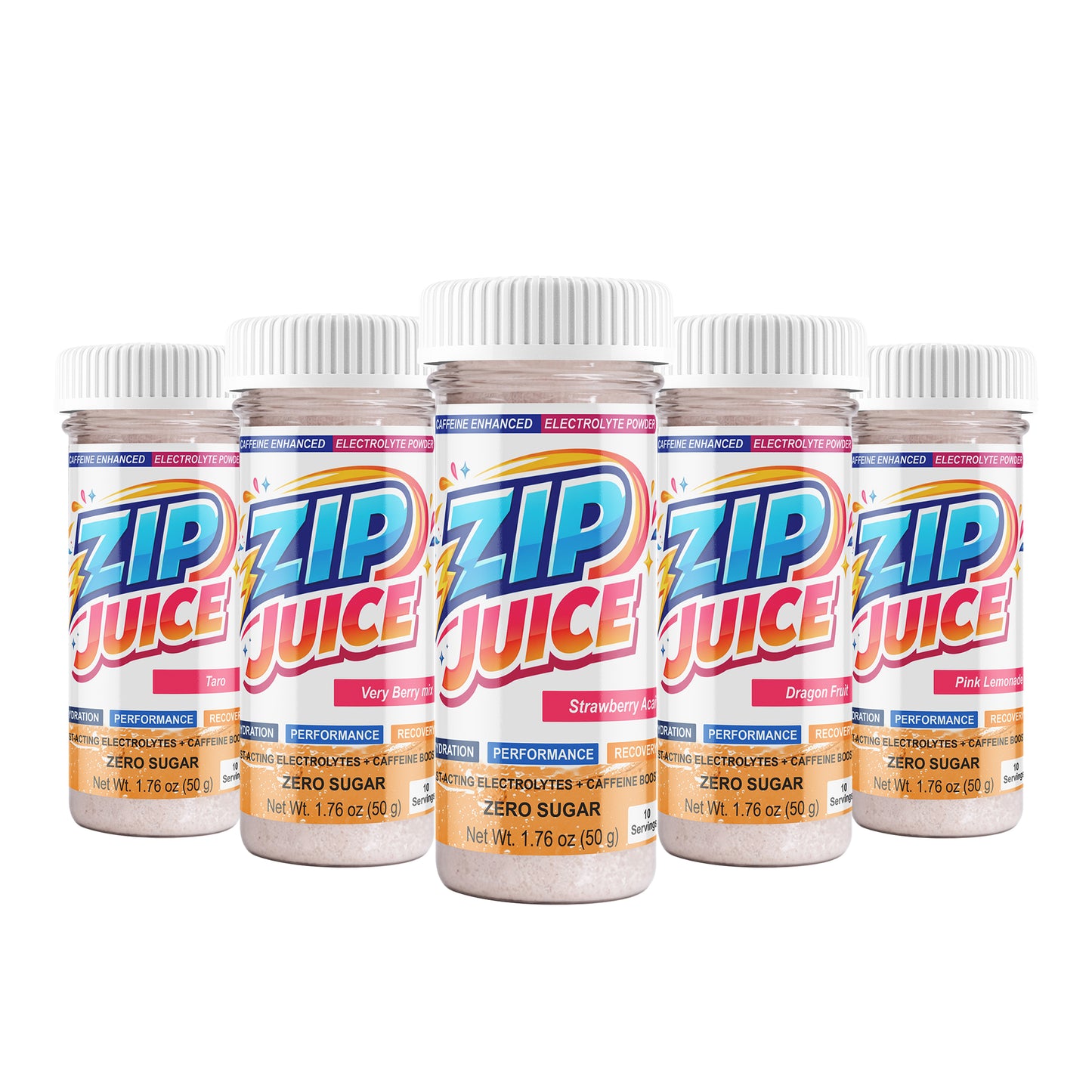 Zip Juice Caffeine Enhanced Electrolyte Powder Drink Mix