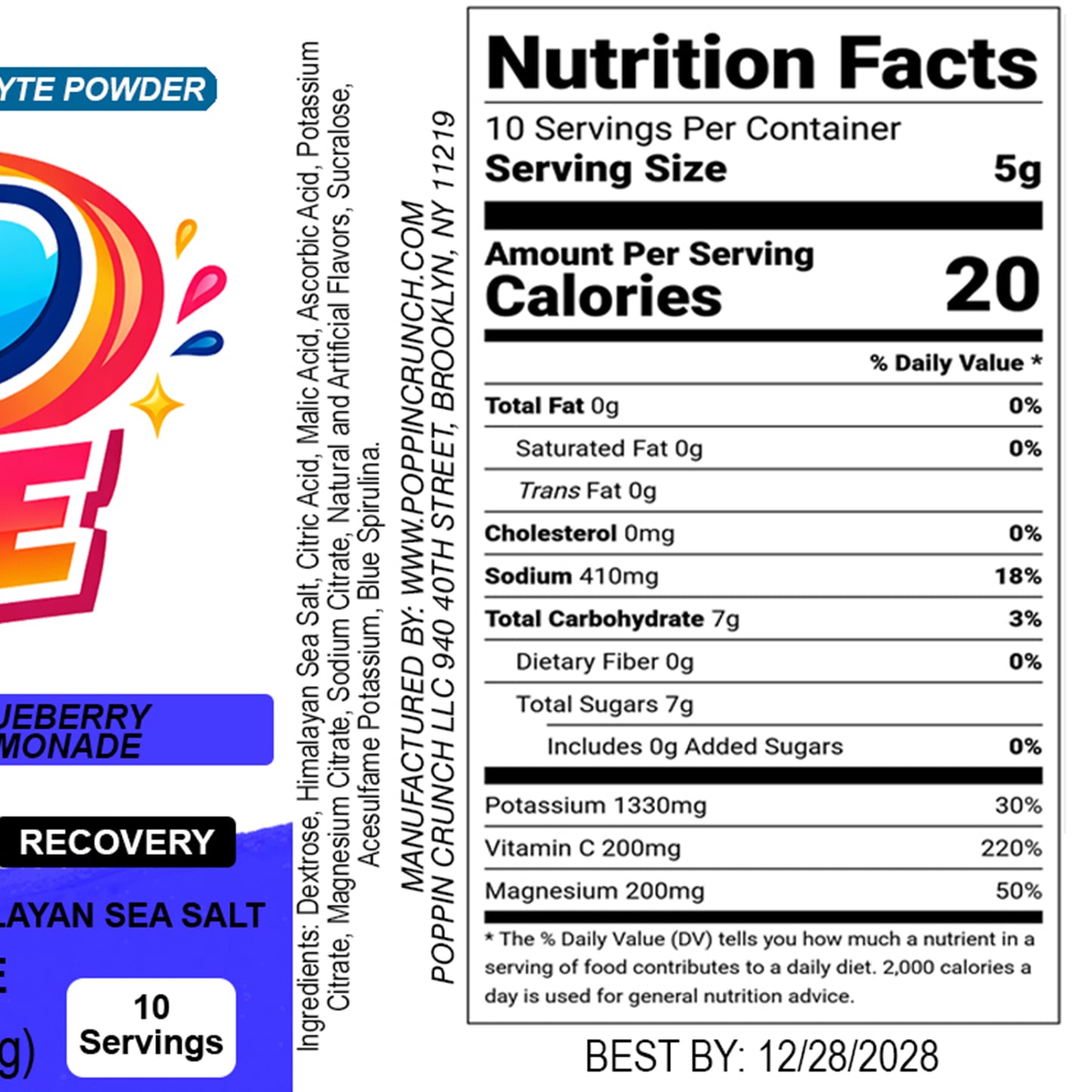 Zip Juice Caffeine Free Himalayan Sea Salt Electrolyte Powered Powder Drink Mix