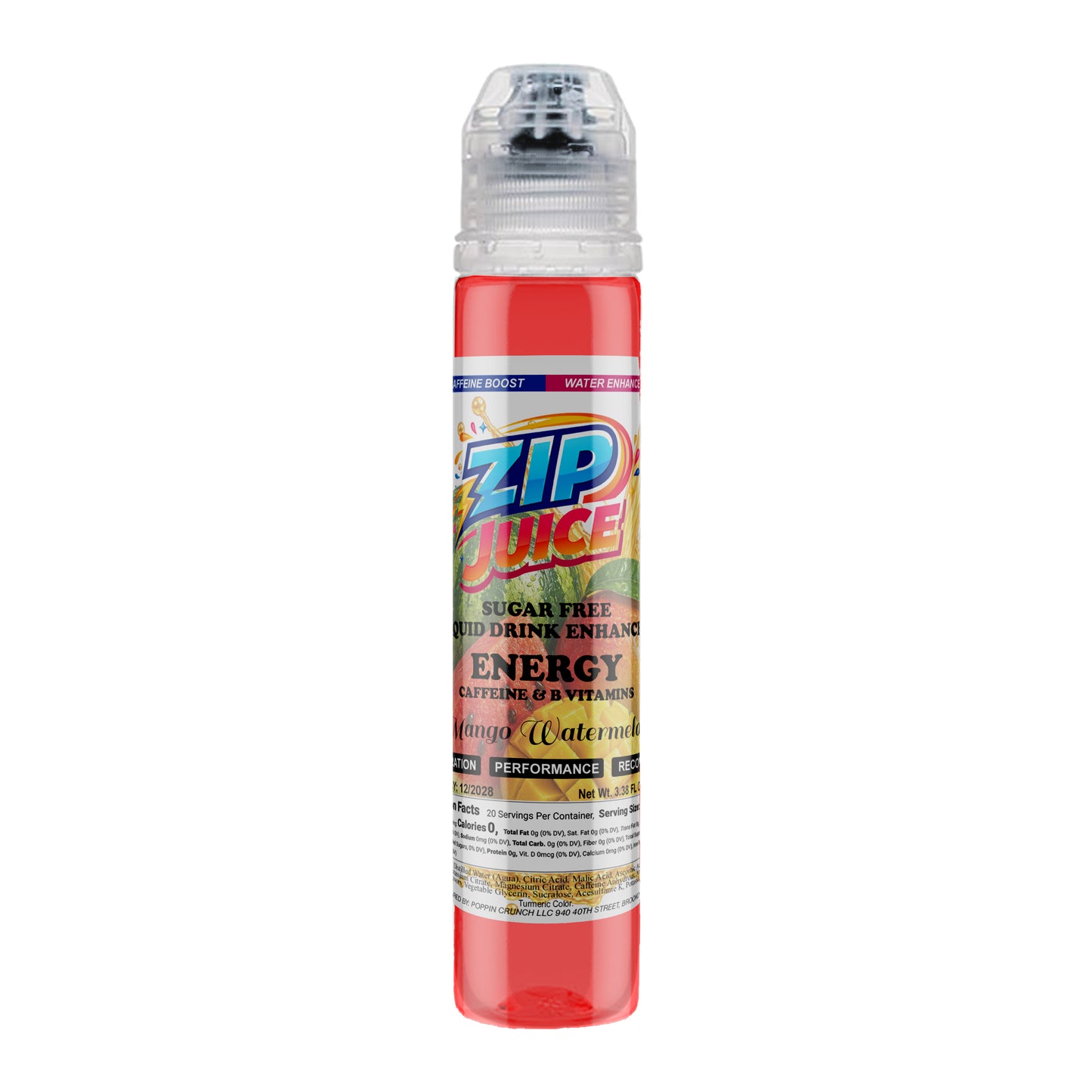 Zip Juice On The Go Sugar Free Water Enhancer with Caffeine and B Vitamins