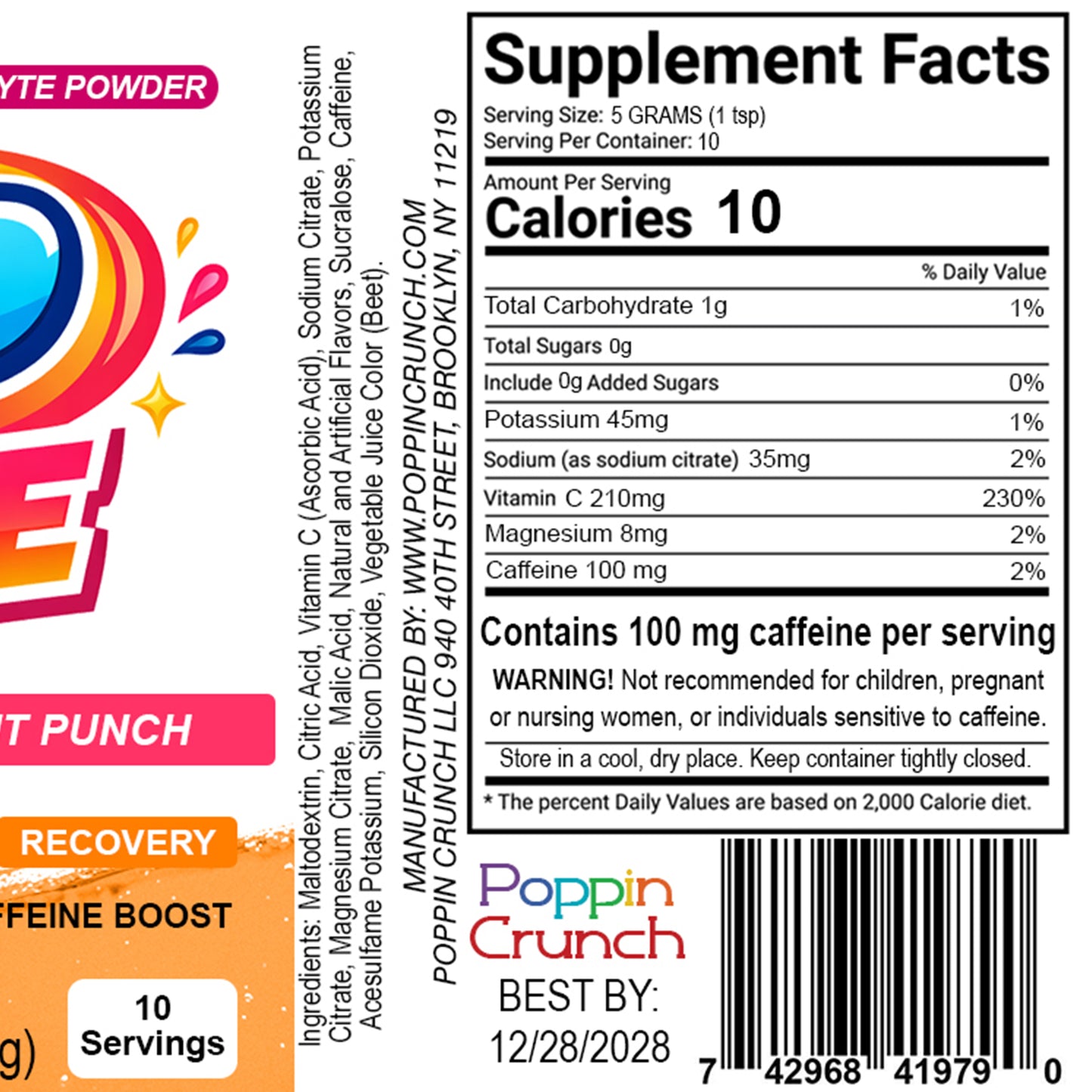 Zip Juice Caffeine Enhanced Electrolyte Powder Drink Mix