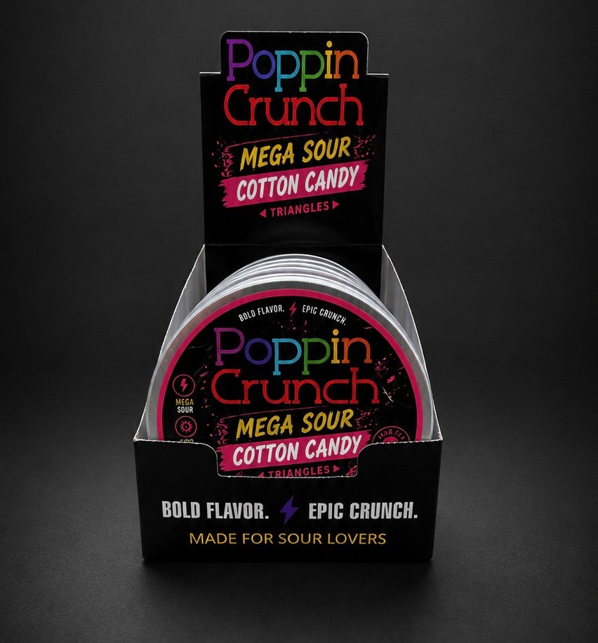 Poppin Crunch 5 Pack Retail Ready Sugar Free Mega Sour Candy Triangles