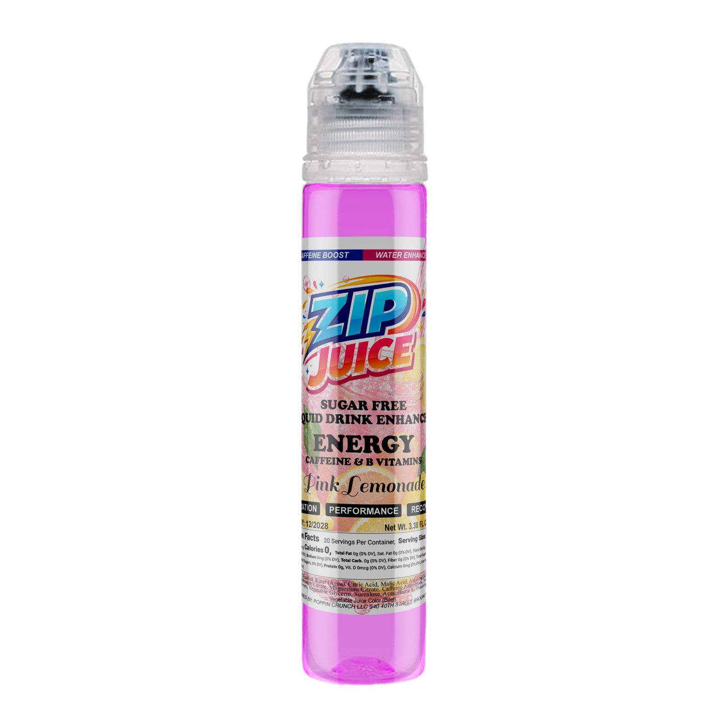 Zip Juice On The Go Sugar Free Water Enhancer with Caffeine and B Vitamins