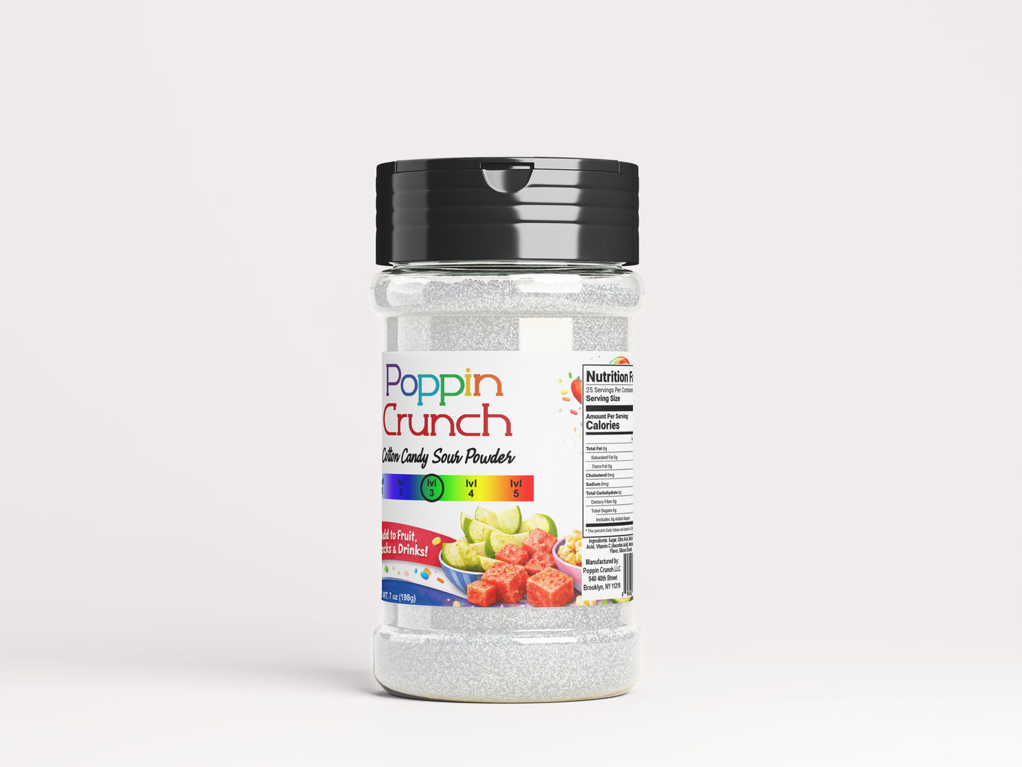 Poppin Crunch 7 Ounce Sour Dust, Sour Candy Powder, Sour Seasoning – 5 Levels of Sour. 11 Explosive Flavors.