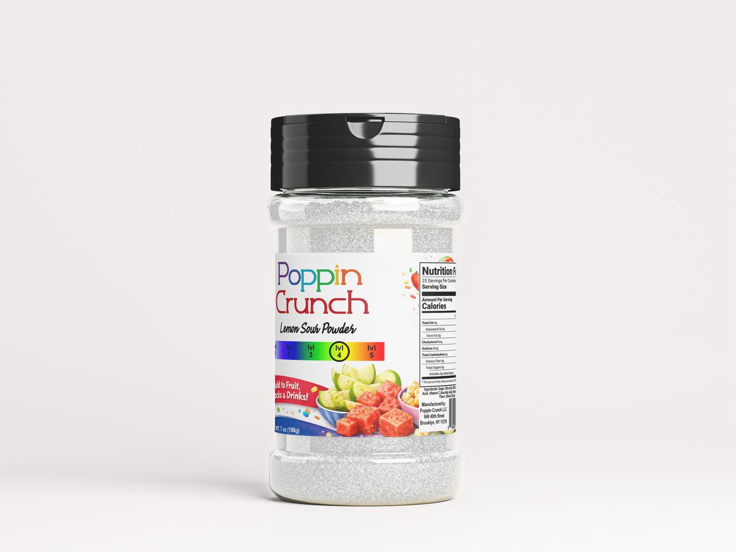 Poppin Crunch 7 Ounce Sour Dust, Sour Candy Powder, Sour Seasoning – 5 Levels of Sour. 11 Explosive Flavors.