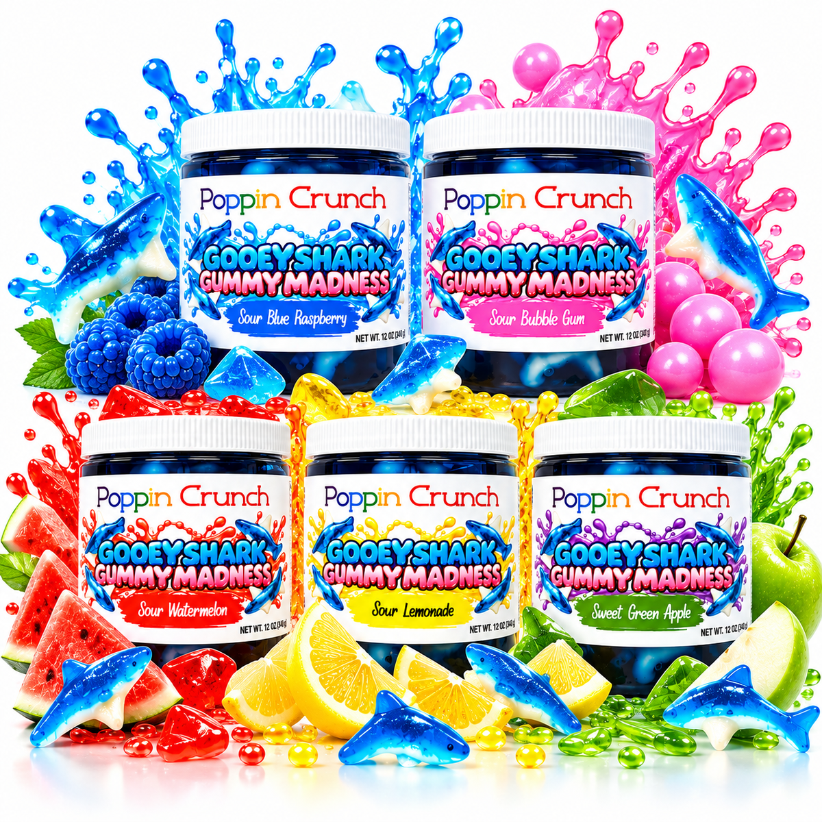 Gooey Shark Gummy Madness – Sweet & Sour Liquid Candy Gummies | 12 oz