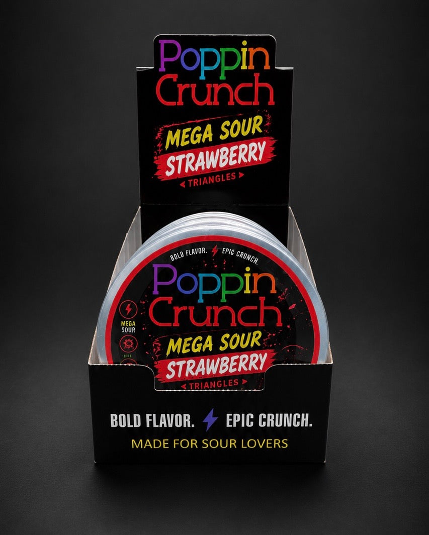 Poppin Crunch 5 Pack Retail Ready Sugar Free Mega Sour Candy Triangles