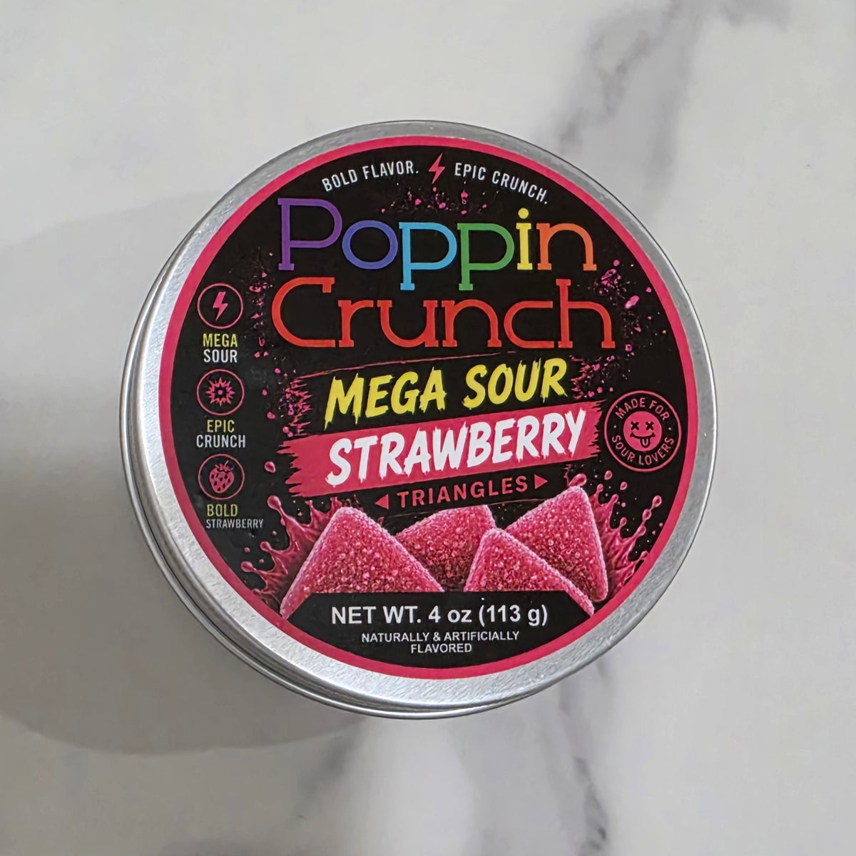 Poppin Crunch Sugar Free Mega Sour Candy Triangles
