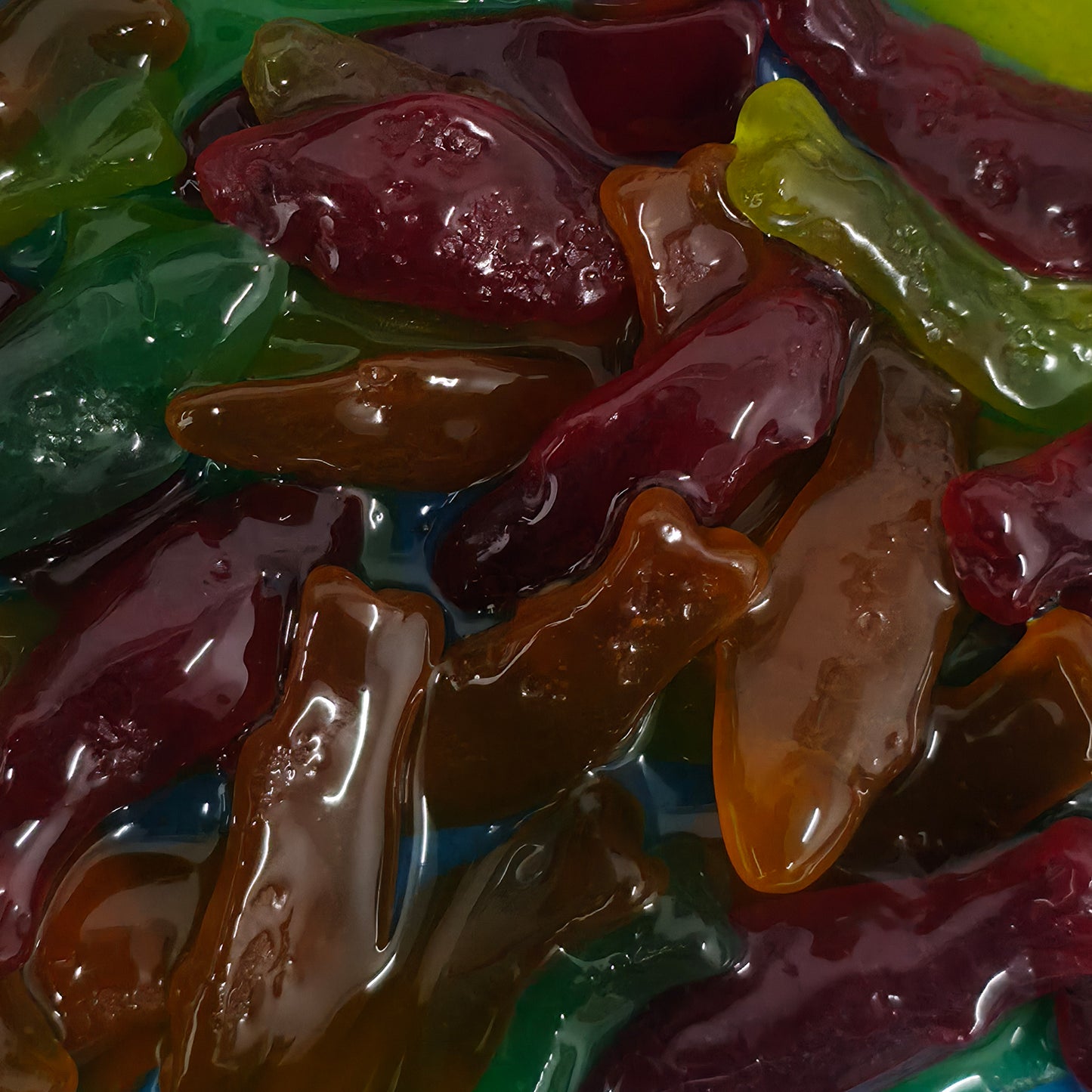 Poppin Crunch 1.5 LB Gooey Gummy Swedish Fish Madness Bundle Gummy Swedish Fish Soaked In Gooey Liquid Candy - 40 Flavor Options