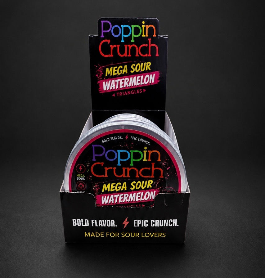 Poppin Crunch 5 Pack Retail Ready Sugar Free Mega Sour Candy Triangles