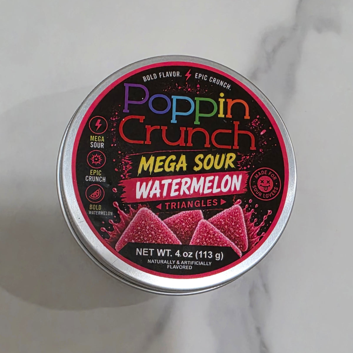 Poppin Crunch Sugar Free Mega Sour Candy Triangles