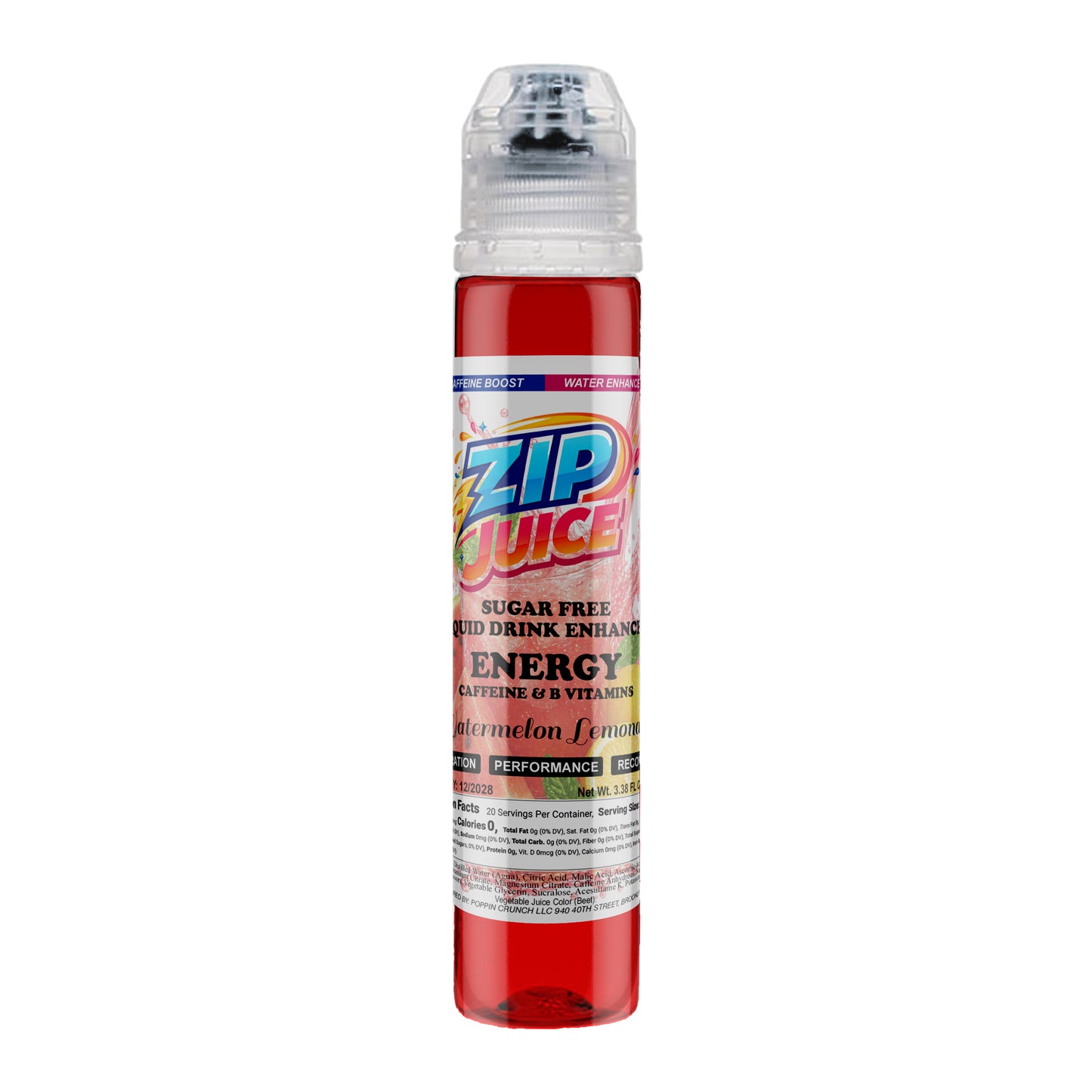Zip Juice On The Go Sugar Free Water Enhancer with Caffeine and B Vitamins